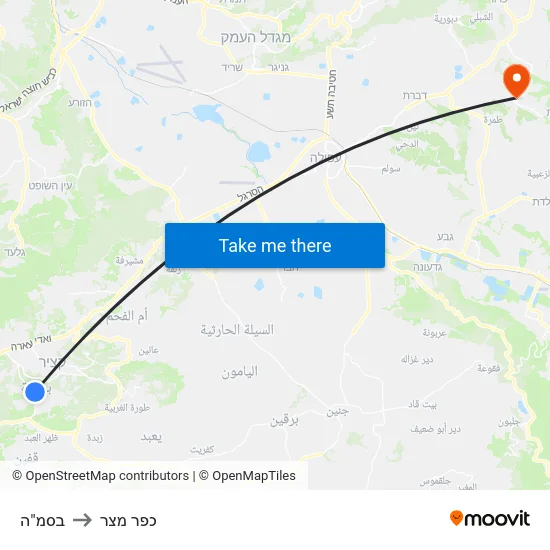 בסמ"ה to כפר מצר map