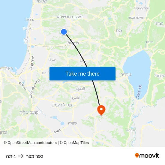 גיתה to כפר מצר map