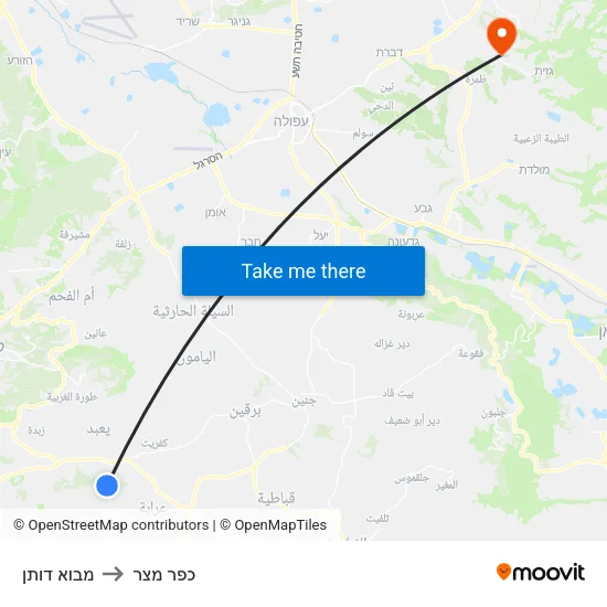 מבוא דותן to כפר מצר map