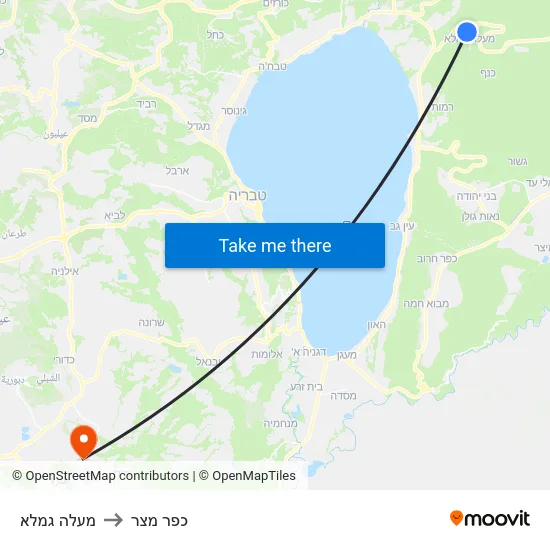 מעלה גמלא to כפר מצר map