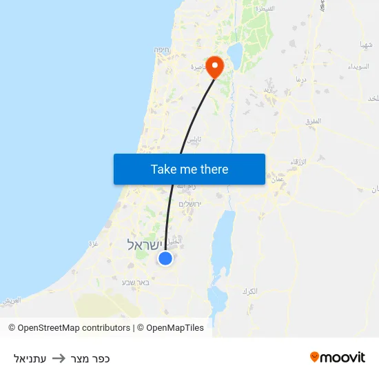 עתניאל to כפר מצר map