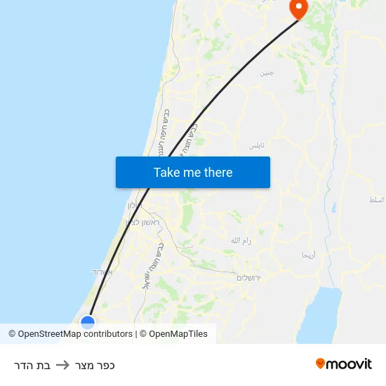 בת הדר to כפר מצר map