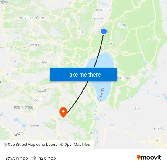 כפר הנשיא to כפר מצר map