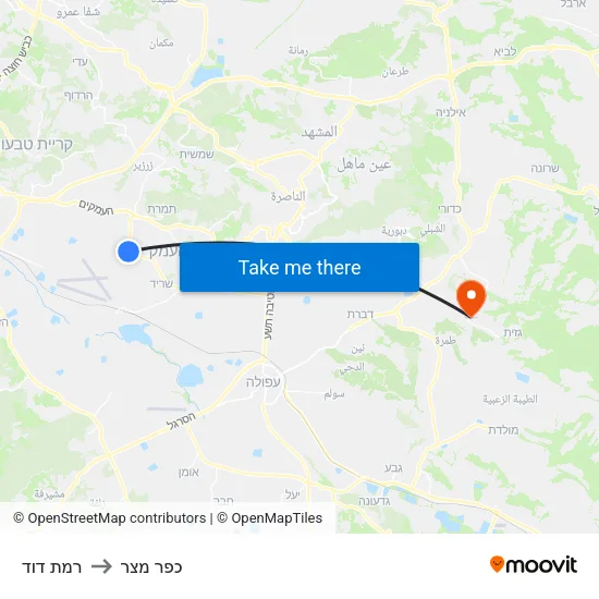 רמת דוד to כפר מצר map