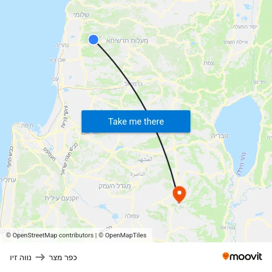 נווה זיו to כפר מצר map