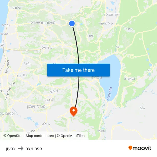 צבעון to כפר מצר map
