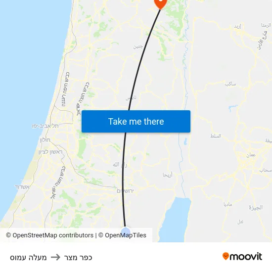 מעלה עמוס to כפר מצר map
