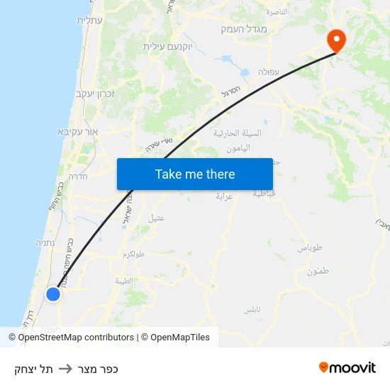 תל יצחק to כפר מצר map
