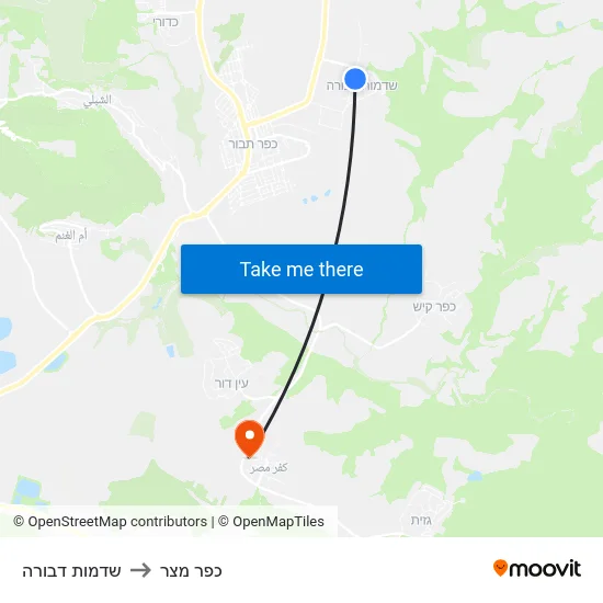 שדמות דבורה to כפר מצר map