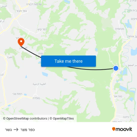 גשר to כפר מצר map