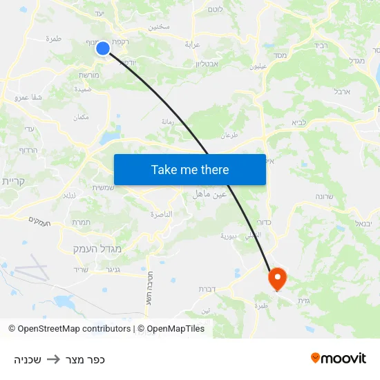 שכניה to כפר מצר map
