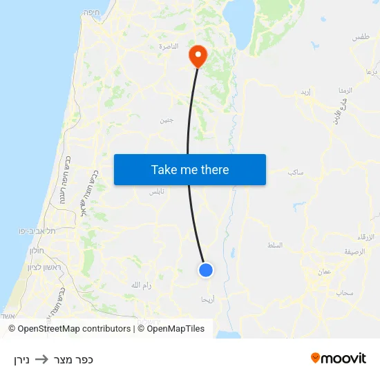 נירן to כפר מצר map