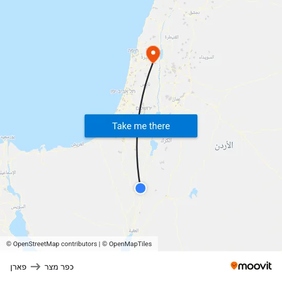 פארן to כפר מצר map
