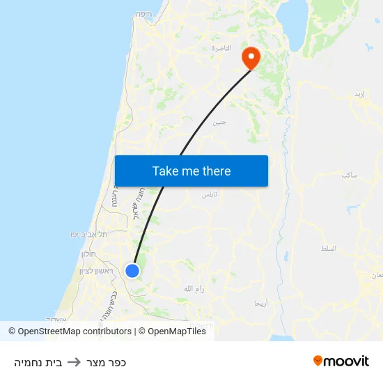 בית נחמיה to כפר מצר map