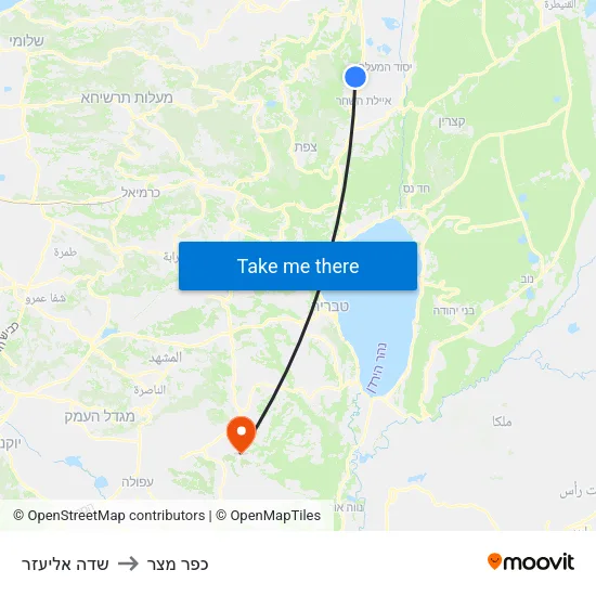 שדה אליעזר to כפר מצר map