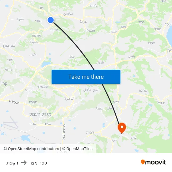 רקפת to כפר מצר map