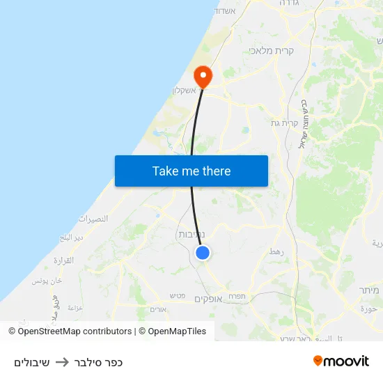 שיבולים to כפר סילבר map