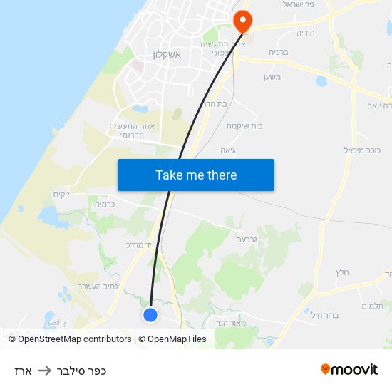 ארז to כפר סילבר map