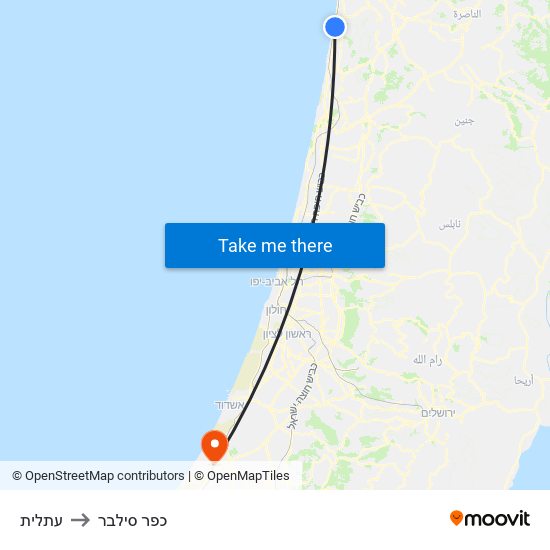 עתלית to כפר סילבר map