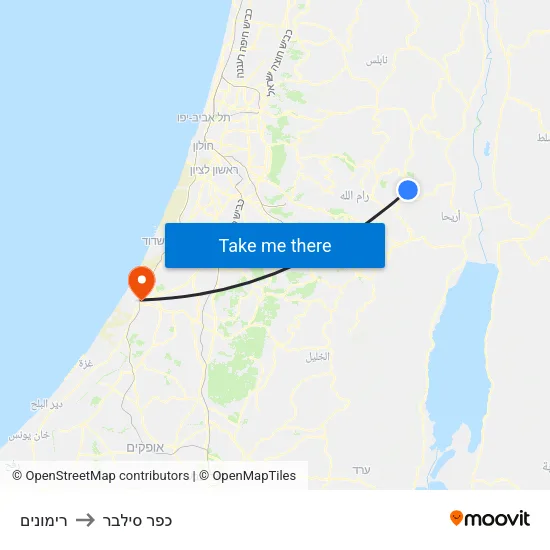 רימונים to כפר סילבר map