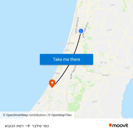 רמת הכובש to כפר סילבר map