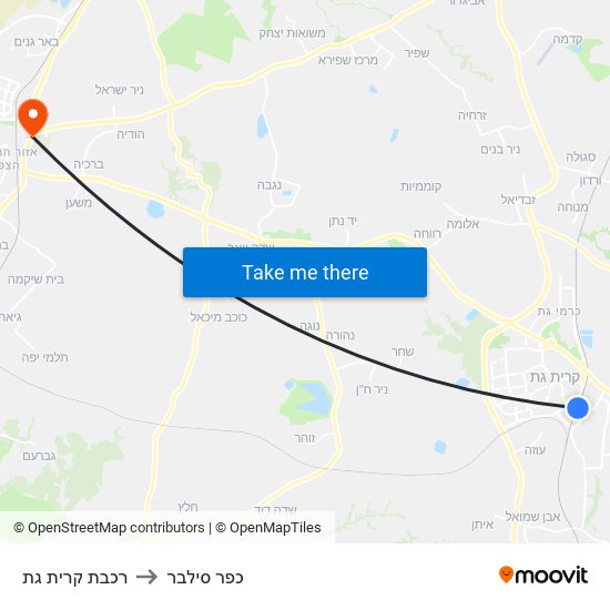 רכבת קרית גת to כפר סילבר map