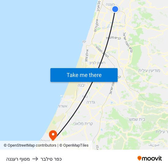 מסוף רעננה to כפר סילבר map