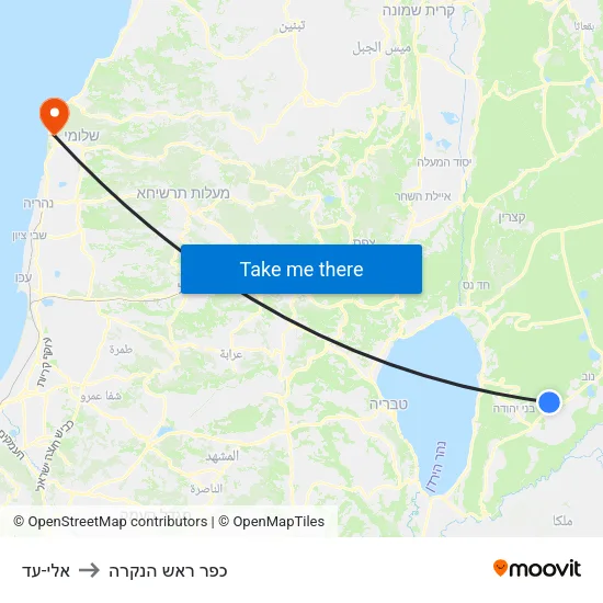 אלי-עד to כפר ראש הנקרה map