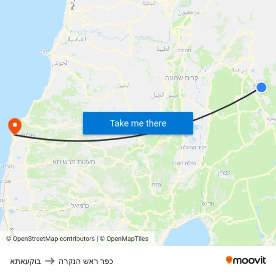 בוקעאתא to כפר ראש הנקרה map