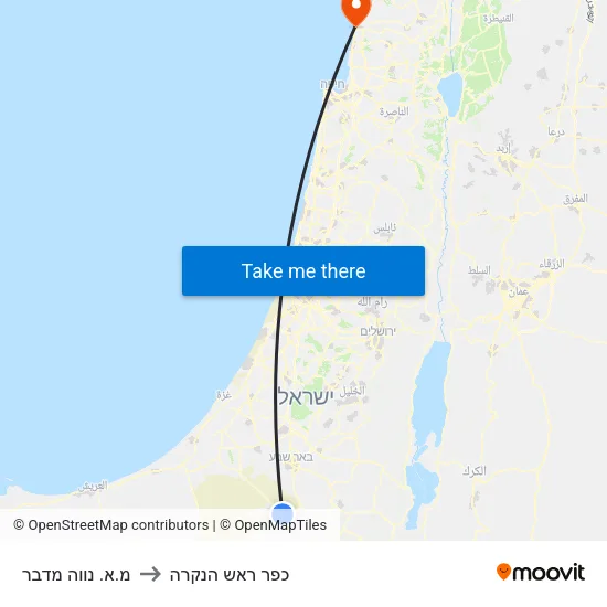 מ.א. נווה מדבר to כפר ראש הנקרה map