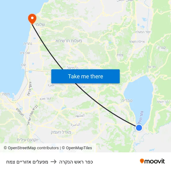 מפעלים אזוריים צמח to כפר ראש הנקרה map