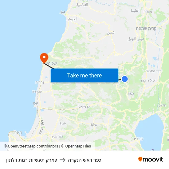 פארק תעשיות רמת דלתון to כפר ראש הנקרה map