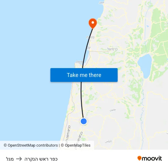 מגל to כפר ראש הנקרה map