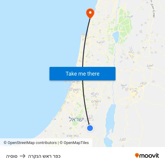 סוסיה to כפר ראש הנקרה map