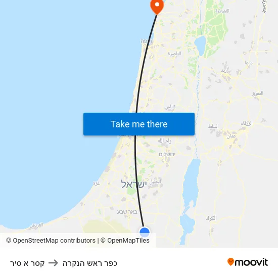 קסר א סיר to כפר ראש הנקרה map