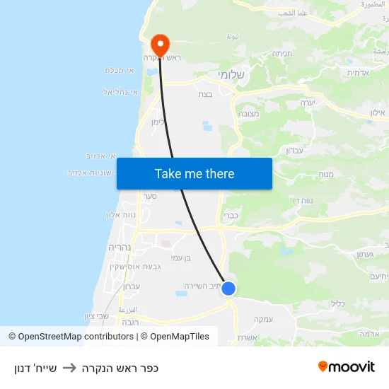 שייח' דנון to כפר ראש הנקרה map
