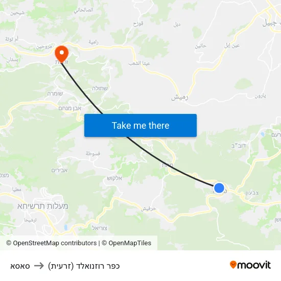 סאסא to כפר רוזנואלד (זרעית) map