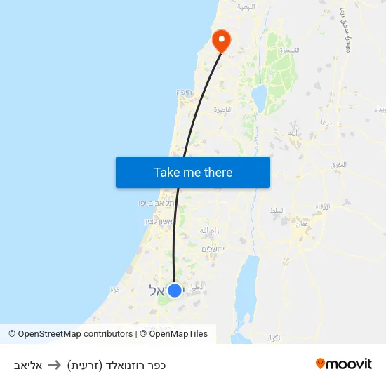 אליאב to כפר רוזנואלד (זרעית) map