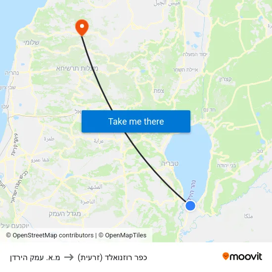 מ.א. עמק הירדן to כפר רוזנואלד (זרעית) map