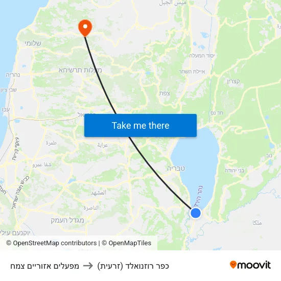 מפעלים אזוריים צמח to כפר רוזנואלד (זרעית) map