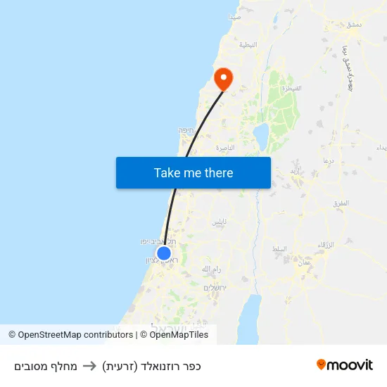 מחלף מסובים to כפר רוזנואלד (זרעית) map