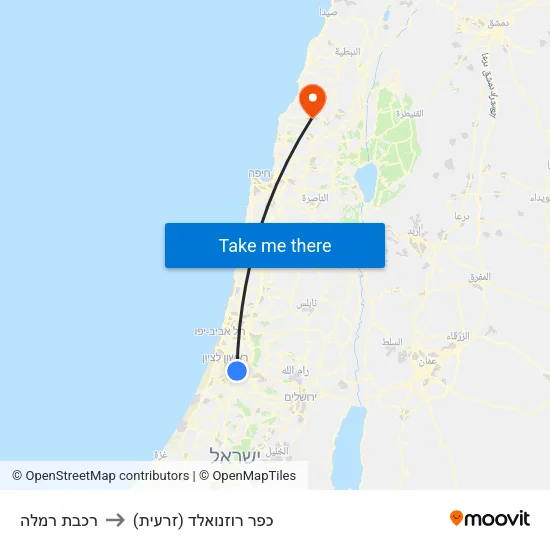 רכבת רמלה to כפר רוזנואלד (זרעית) map