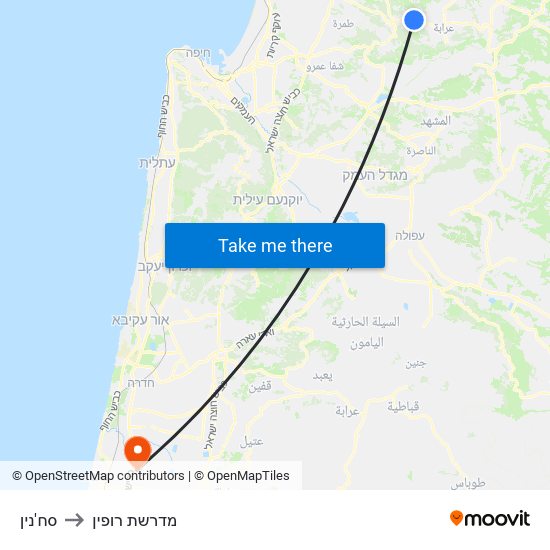 סח'נין to מדרשת רופין map