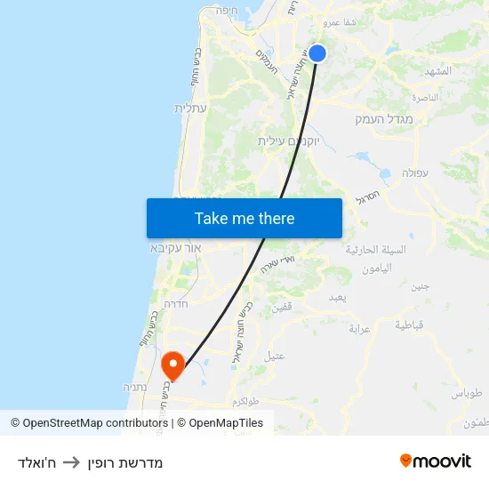 ח'ואלד to מדרשת רופין map