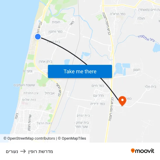 נעורים to מדרשת רופין map