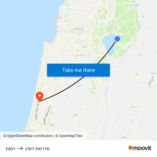 רמות to מדרשת רופין map