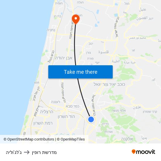 ג'לג'וליה to מדרשת רופין map