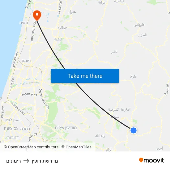רימונים to מדרשת רופין map