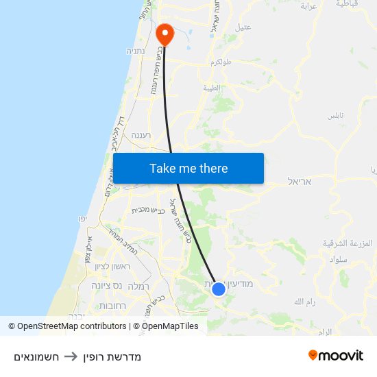 חשמונאים to מדרשת רופין map