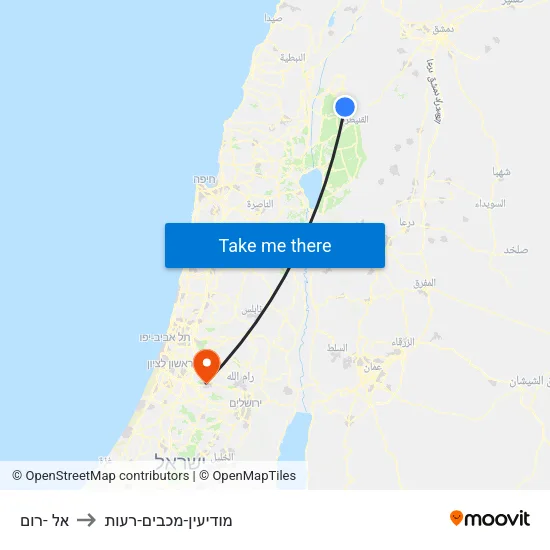 אל -רום to מודיעין-מכבים-רעות map